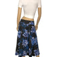 90’s/Y2K Grace Elements Black and Blue Floral Watercolor A-Line Skirt (M)