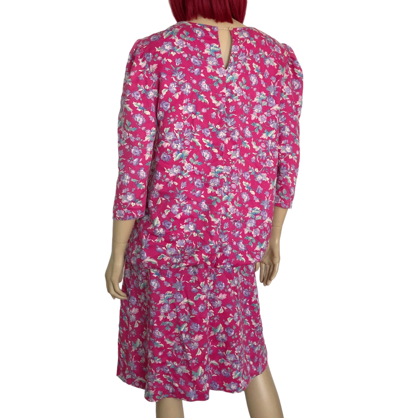 80’s Me & My Baby Pink Floral Print Shirt Dress (L/XL)