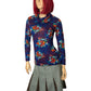 60’s The May Company Blue Floral Retro Turtleneck (S)