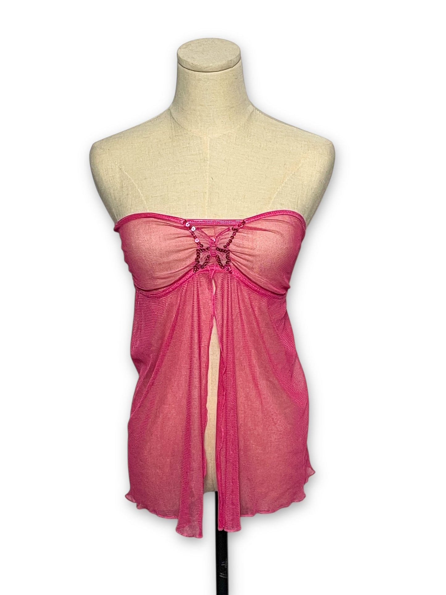 90’s/Y2K Dreamgirl Hot Pink Babydoll Tube Top (XXS/XS/S/M)