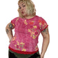 90's Kikit Pink Floral Polka Dot Mesh Layered Top (L)