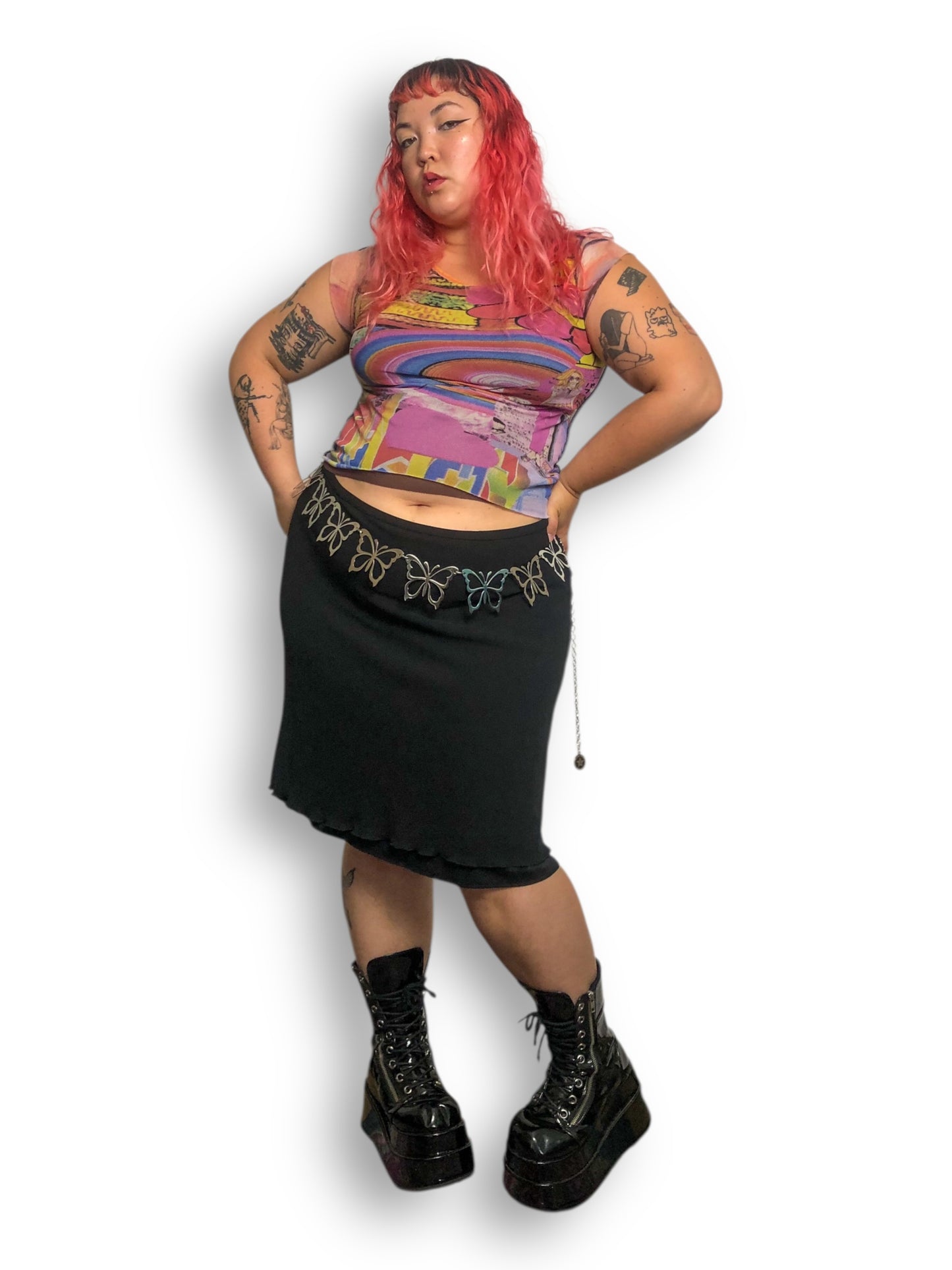 90’s Robbie Bee Black Mesh Layered Skirt (3X)