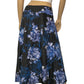 90’s/Y2K Grace Elements Black and Blue Floral Watercolor A-Line Skirt (M)