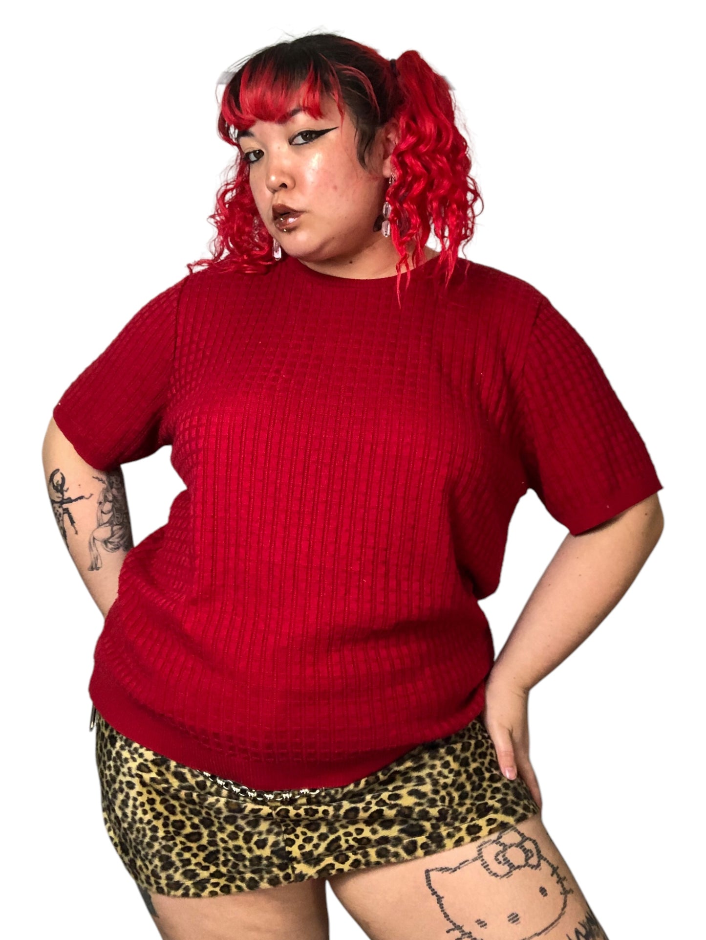 Y2K Alfred Dunner Red Knit Shirt (2X)