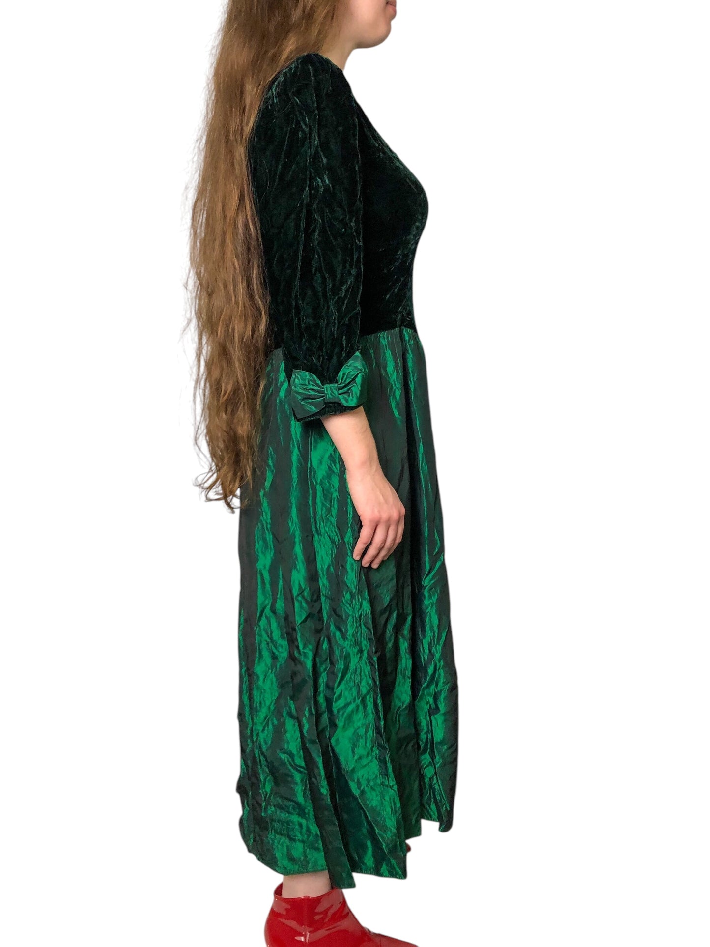 80’s Lanz Originals Dark Green Retro Prom Dress (L/XL)