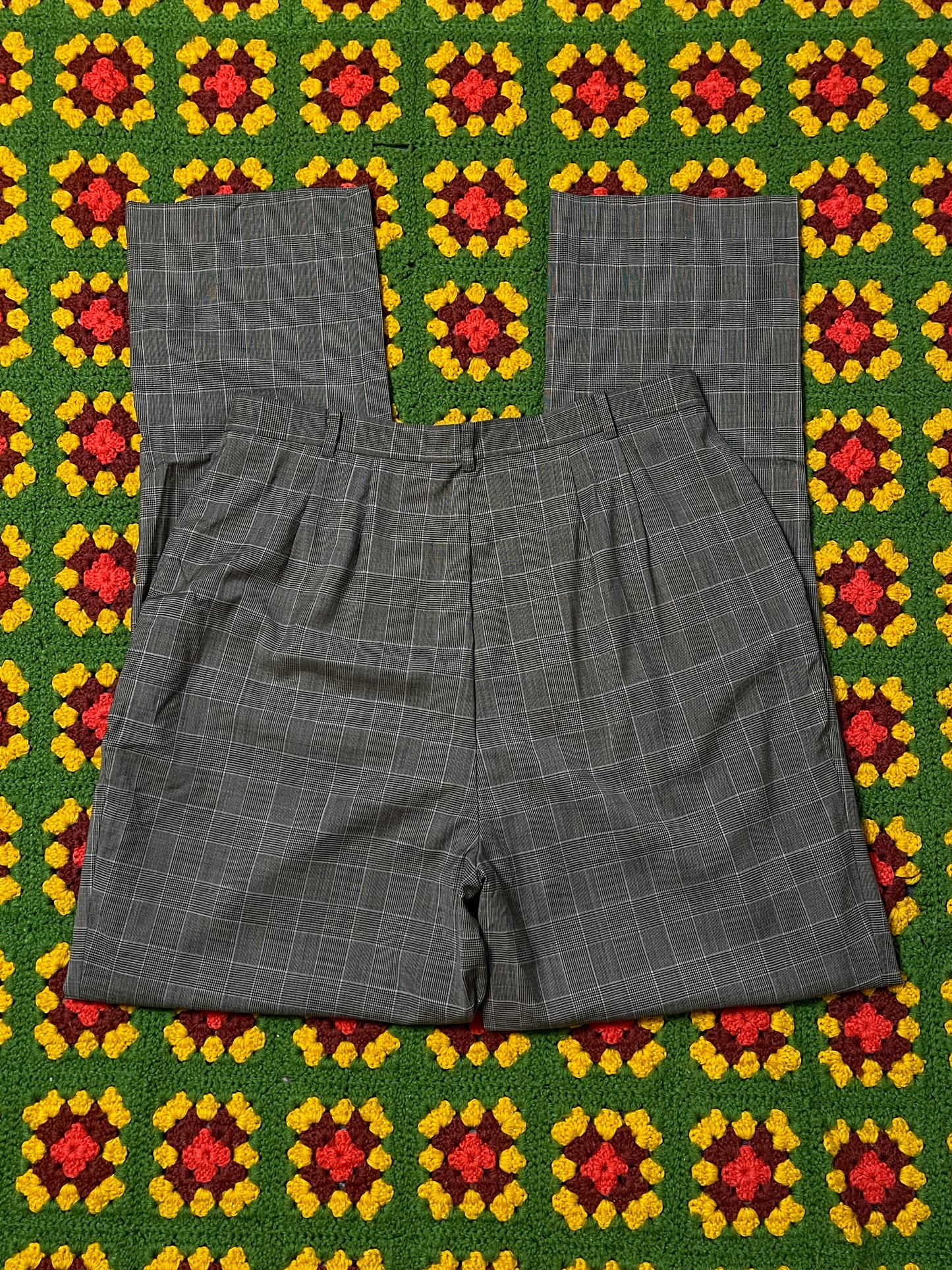 90’s/Y2K Land’s End Brown Plaid Wool Dress Pants (L)