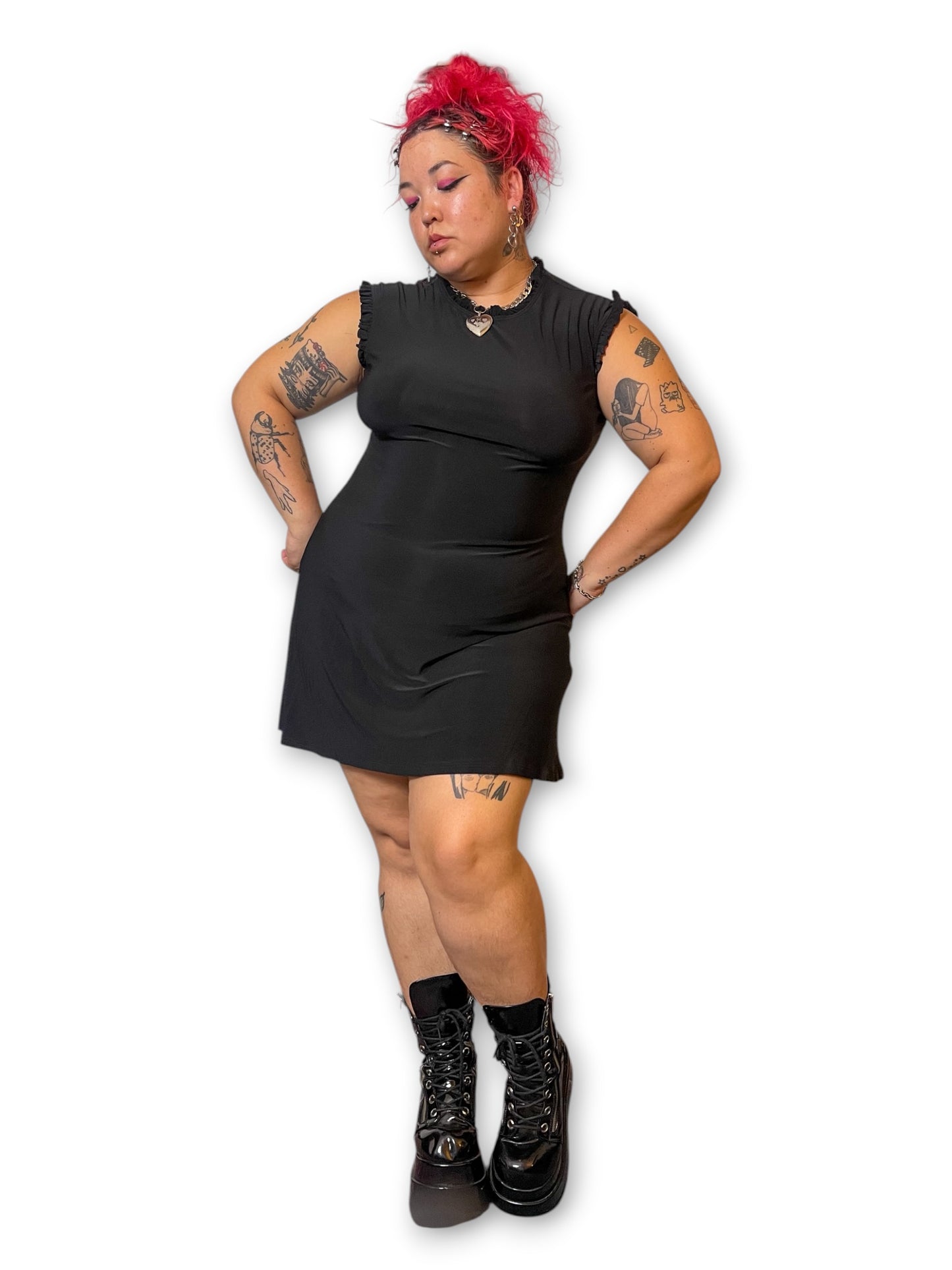90’s/Y2K Black Slinky Mini Dress (XL/1X)