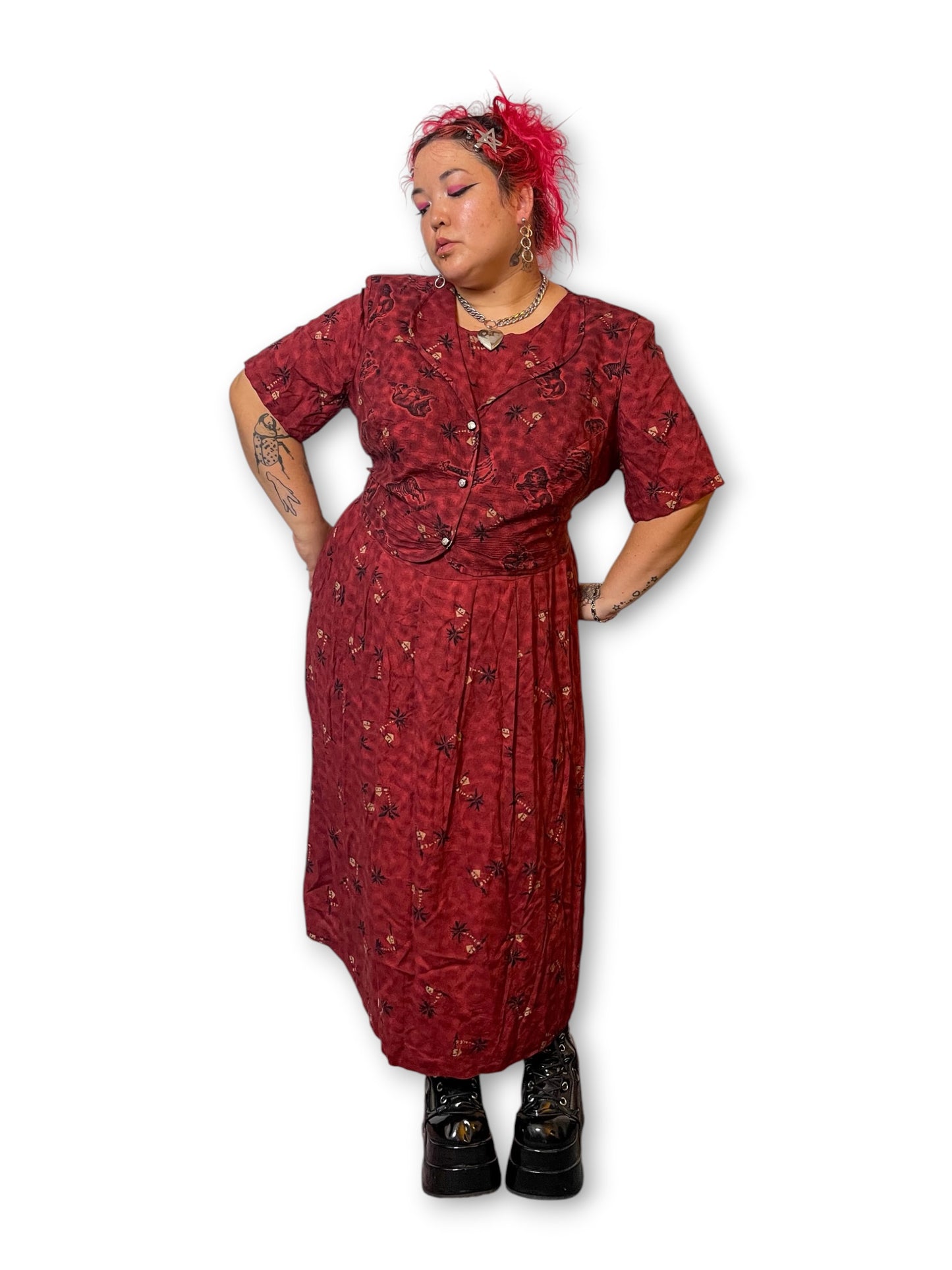 Y2K Animal Print Boho Maxi Dress (3X)