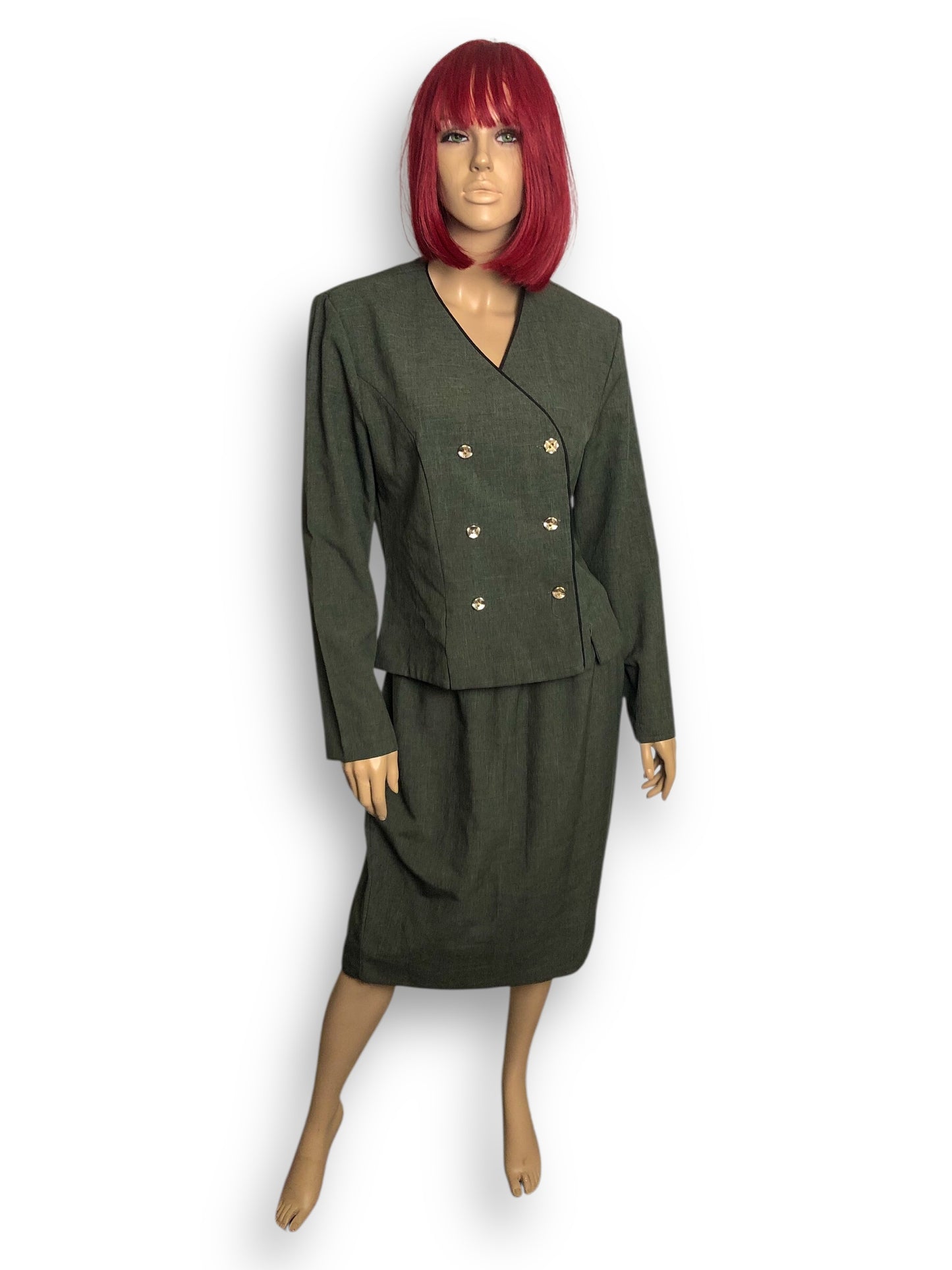 90’s Olivia Rose Olive Green Skirt Suit (L)