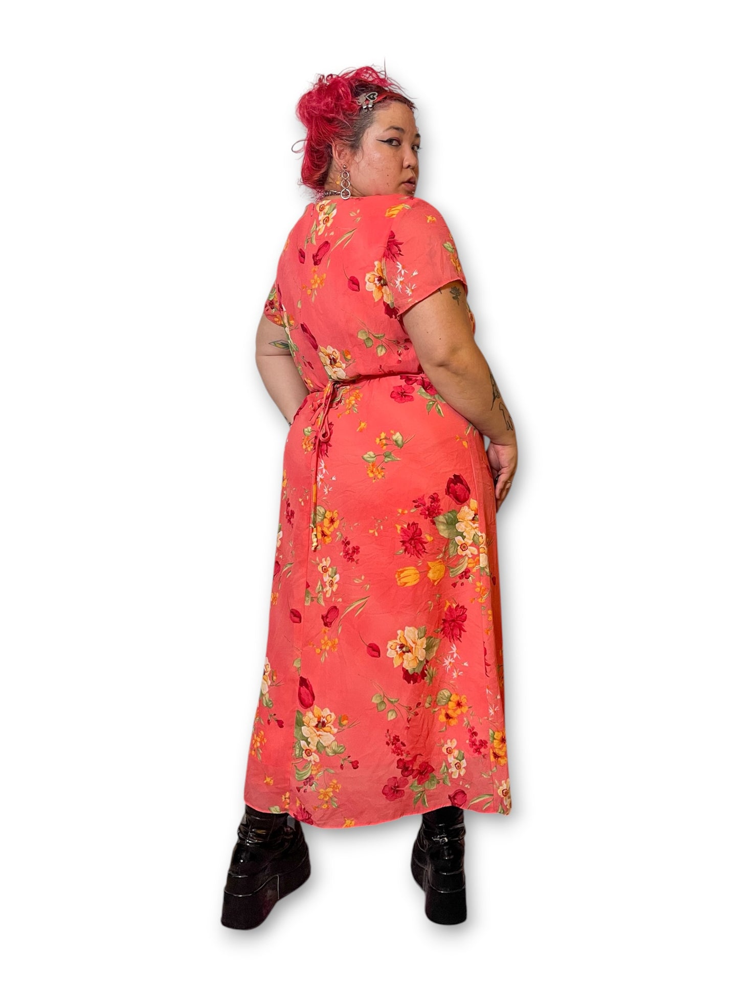 Y2K Floral Pink Maxi Dress (2X)