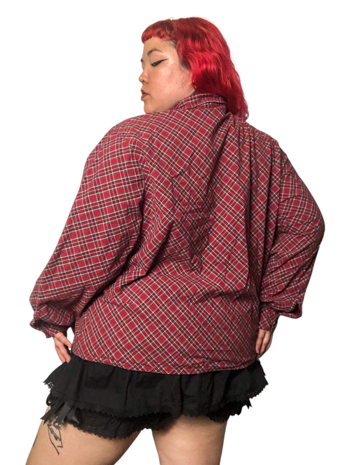 Y2K Talbots Red Tartan Plaid Button Down Shirt (3X)