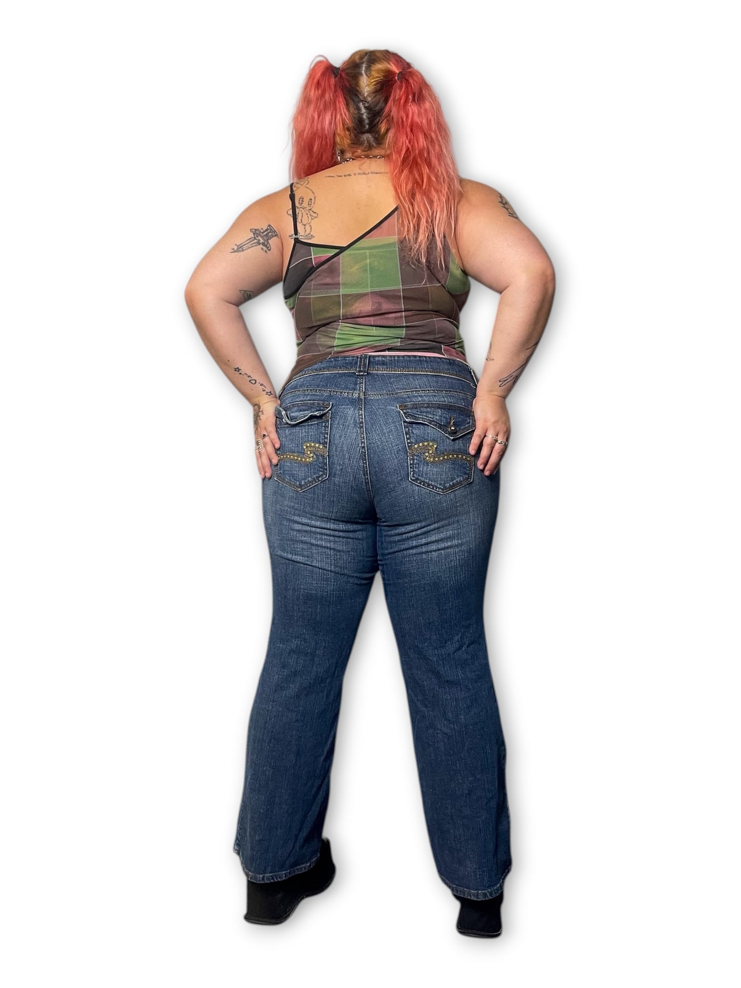 Y2K Medium Wash Low-Rise Flare Jeans (1X)