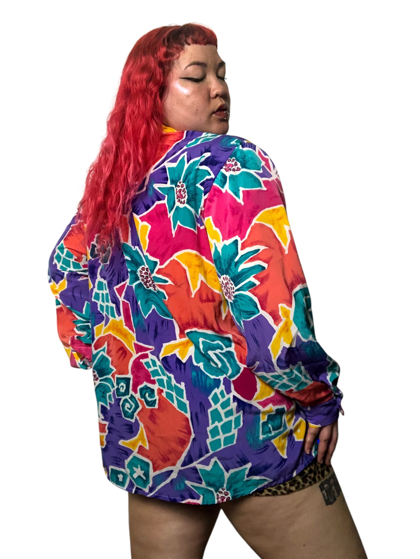 80’s S.G. Sport Colorful Retro Print Blouse (3X)