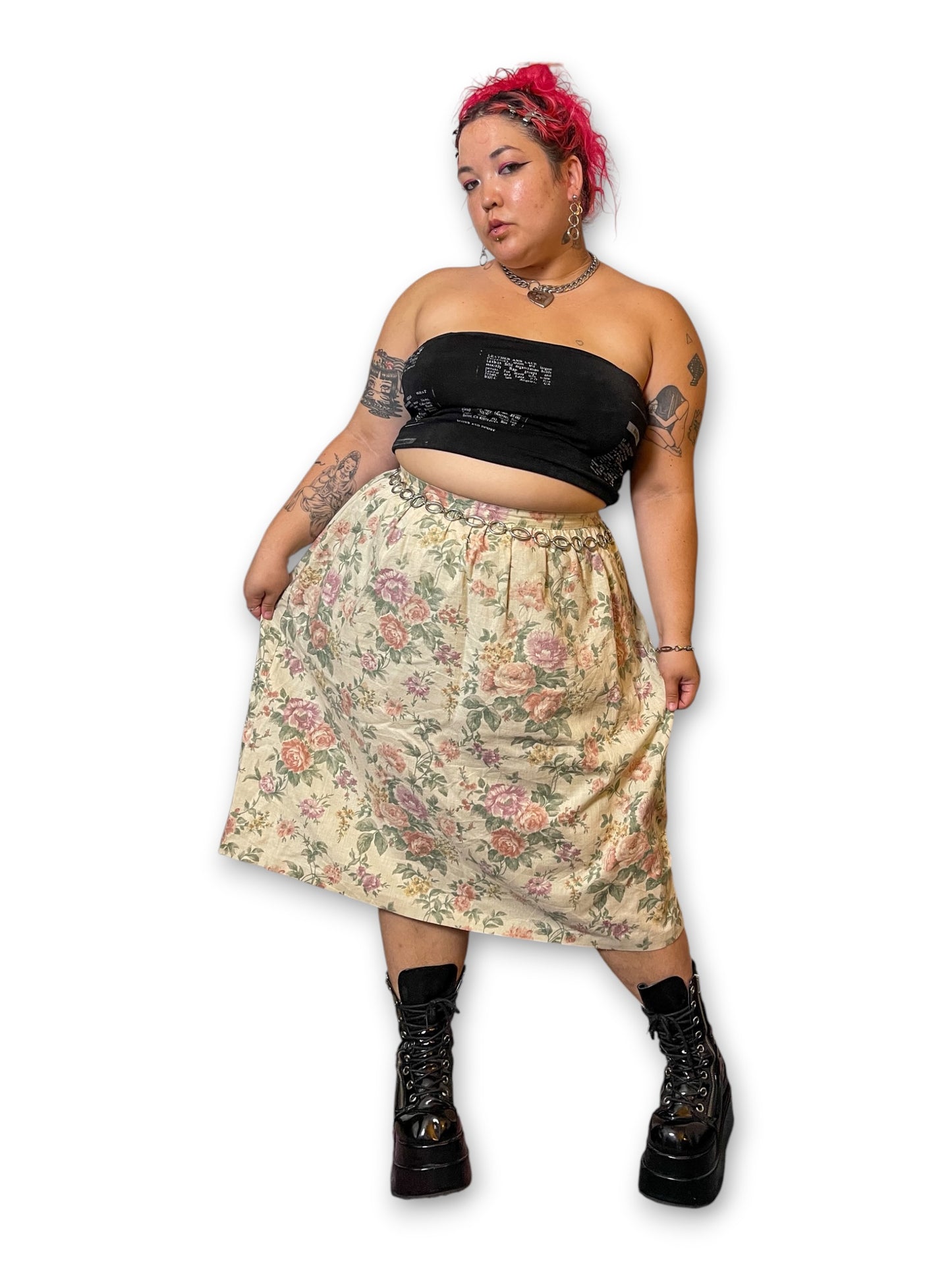 80’s/90’s Floral Cottage Pencil Skirt (XL/1X)