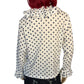 70’s Rhoda Lee White and Navy Blue Polka Dot Retro Blouse (L)