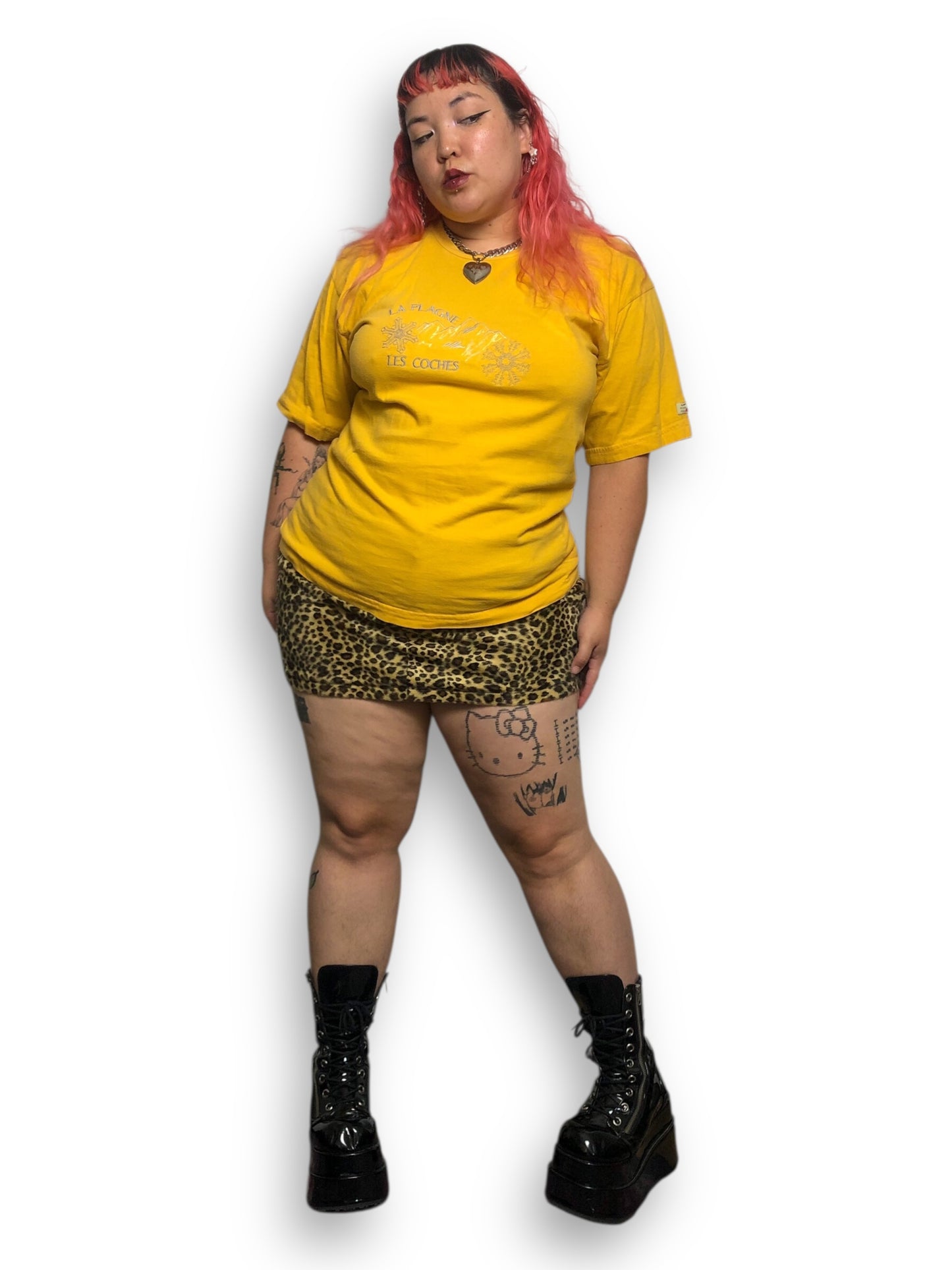 90’s/Y2K Rayar Les Coches Yellow T-Shirt (XL)