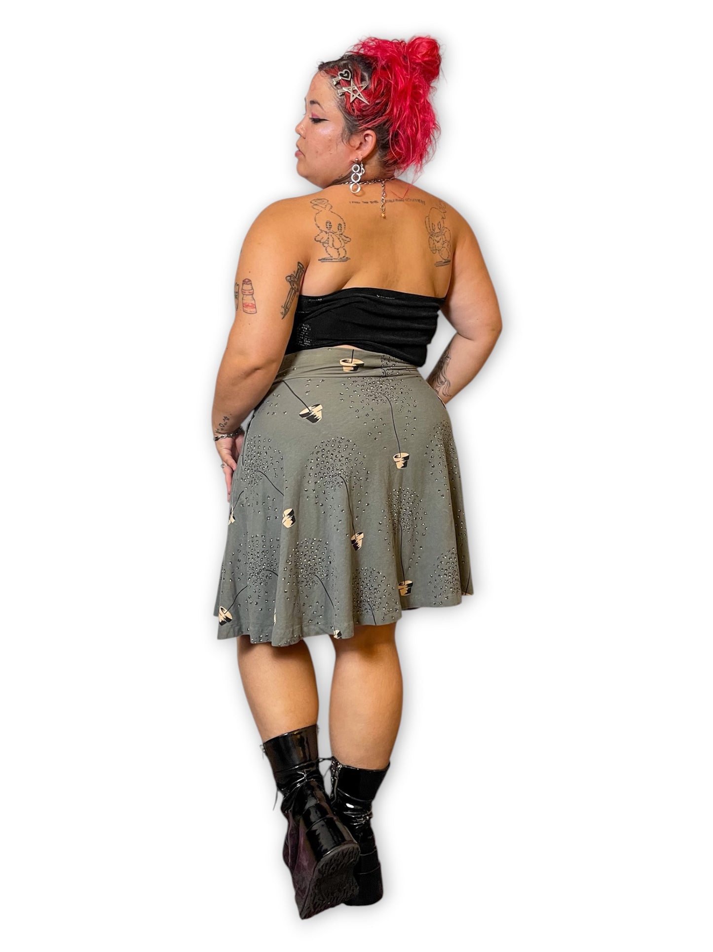Y2K/Modern Twee Print A-Line Skirt (XL/1X/2X)