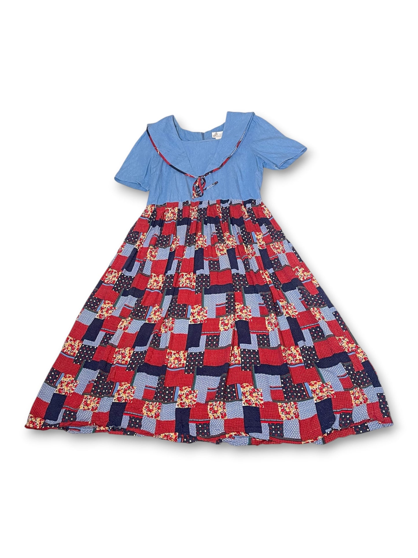 70’s/80’s Retro Patchwork Prairie Dress (L/XL)