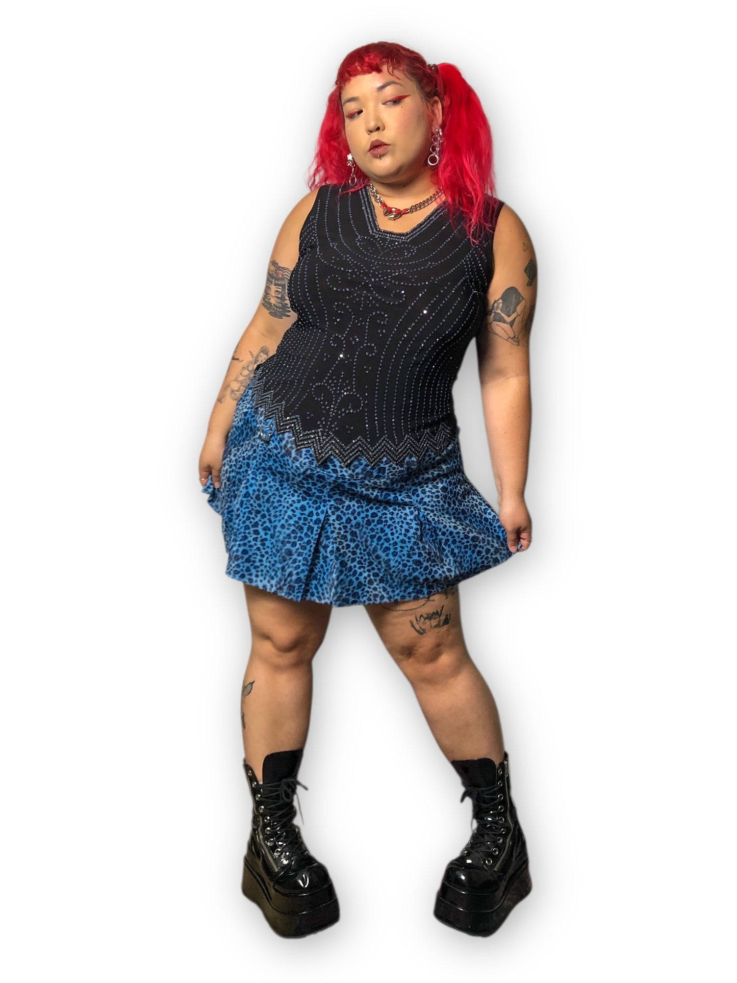 90’s/Y2K S. Levine Black Beaded Tank Top (2X)