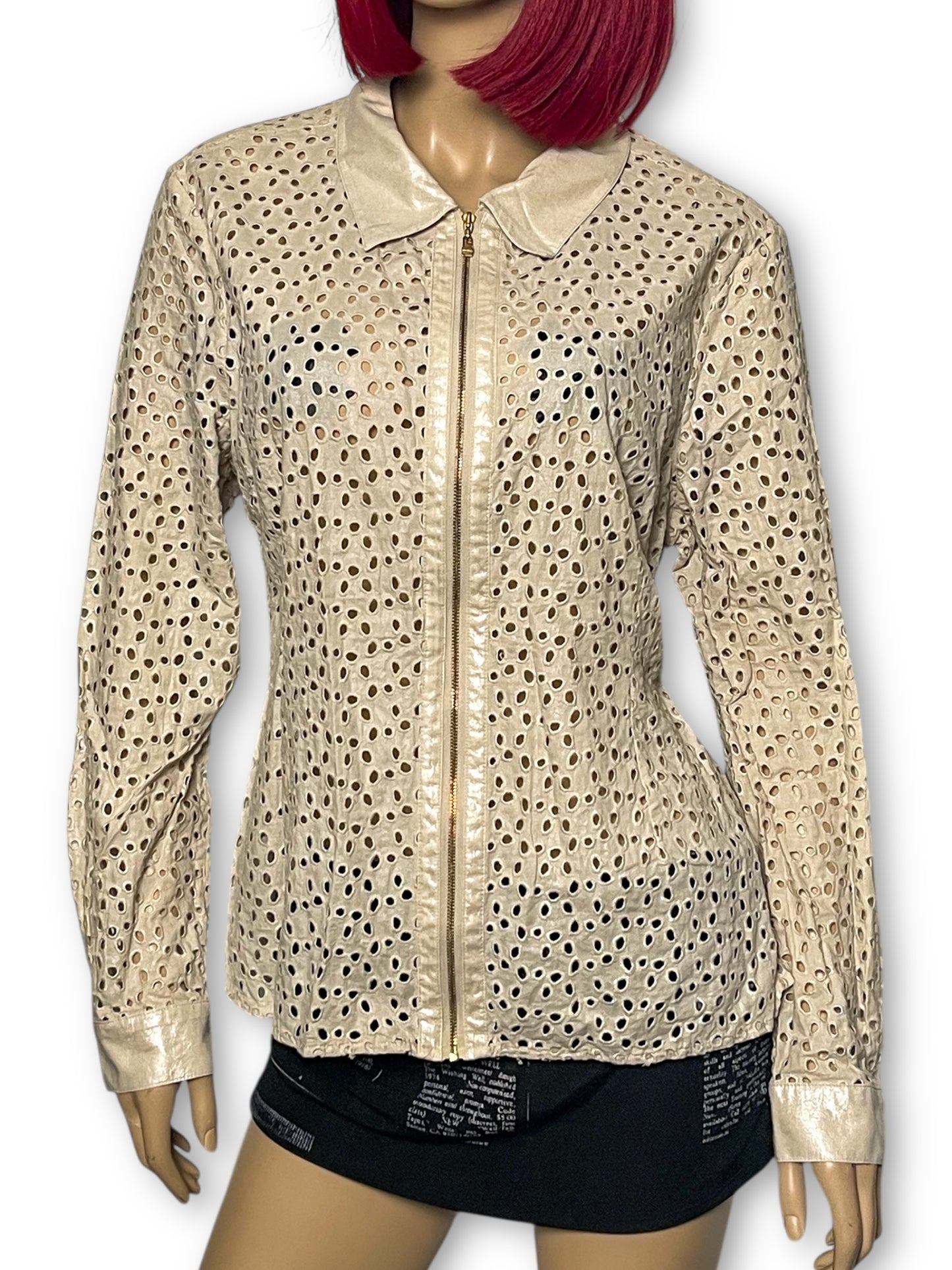 90’s/Y2K Spanner Cream Eyelet Blouse (L)