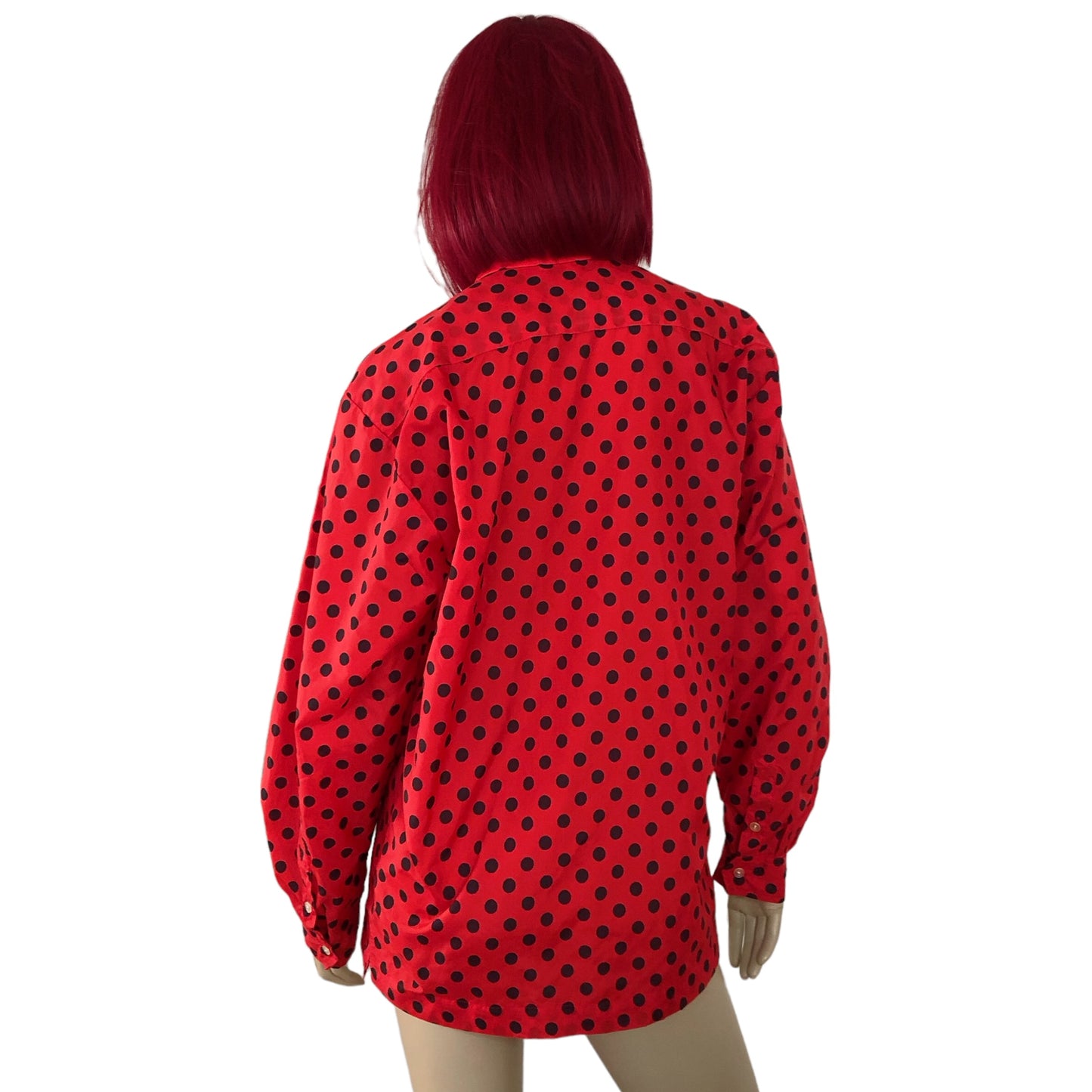 70’s Saska Parrott Ski Co Red and Black Polka Dot Wind Shirt (M)