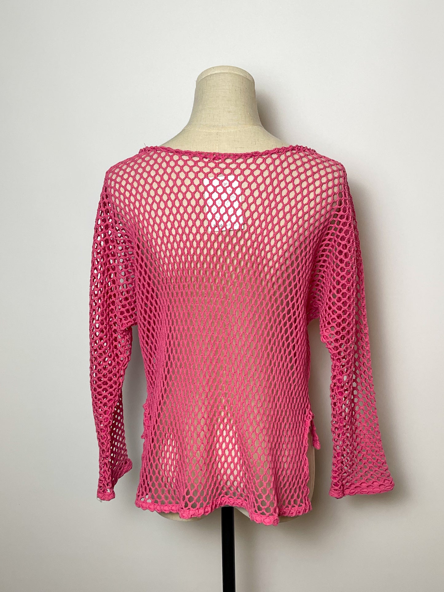 Vintage Pink Fishnet Long Sleeve Top (L/XL)
