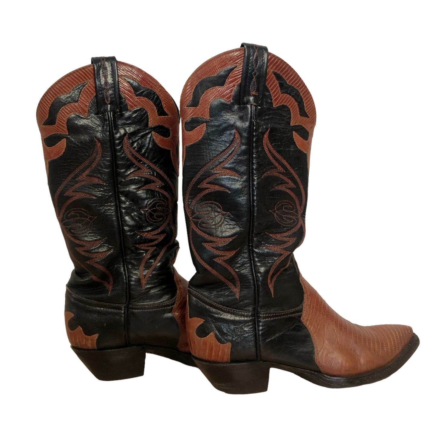 80’s/90’s Tony Lama Black and Brown Cowboy Boots (5.5)