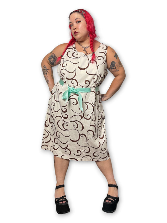 Y2K Swirl Print A-Line Dress (3X)