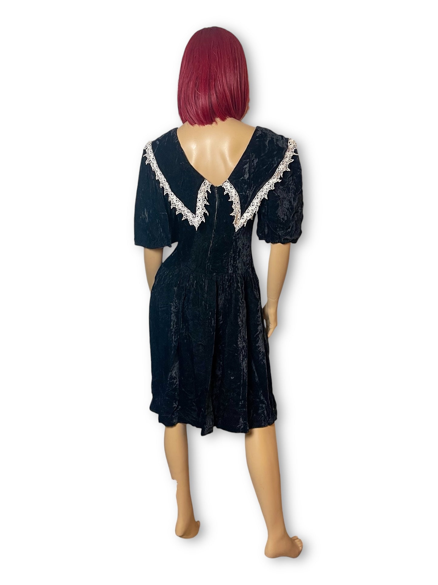 80’s Jamie Black Velvet Goth Victorian Dress (XS/S)