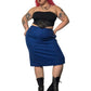 80’s Daniel Niveau Blue and Black Houndstooth Plaid Pencil Skirt (2X)
