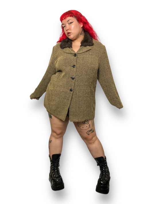 90’s Courtenay Brown Plaid Blazer (3X)