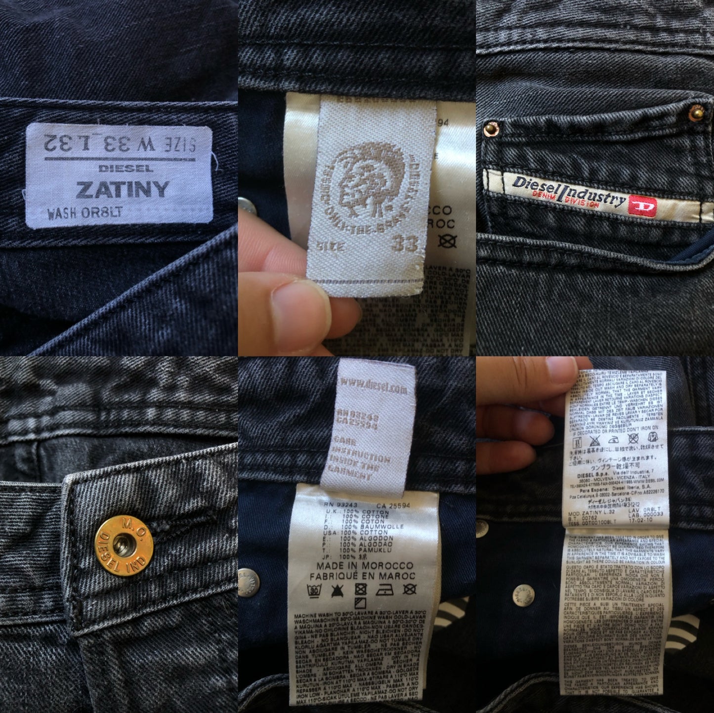 Y2K Diesel Dark Gray Zatiny Jeans (L)