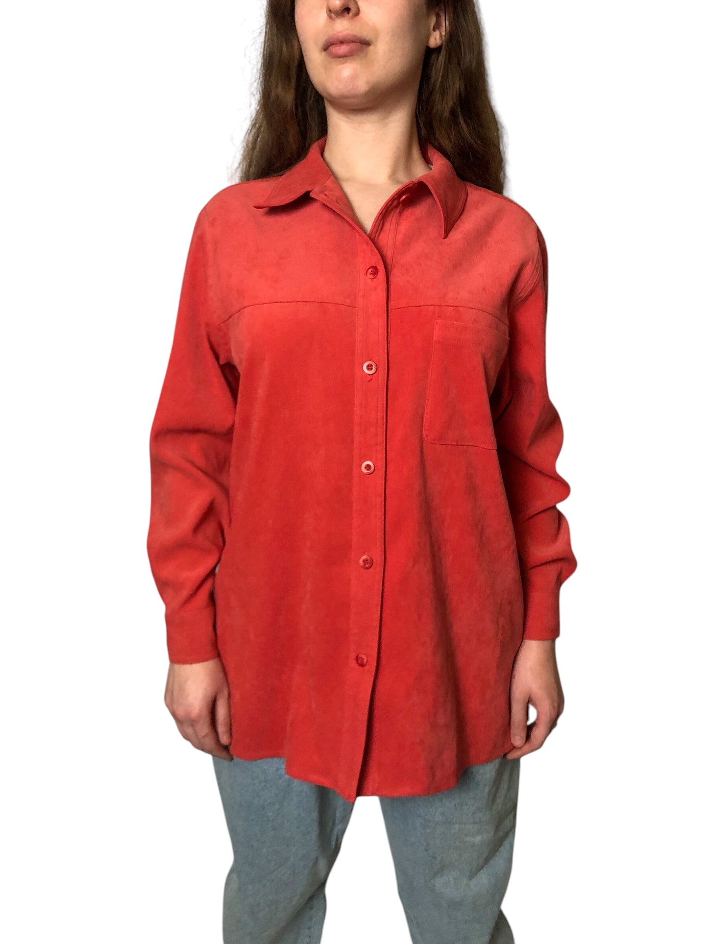 90’s Charter Club Blush Red Faux Suede Shirt (M/L)