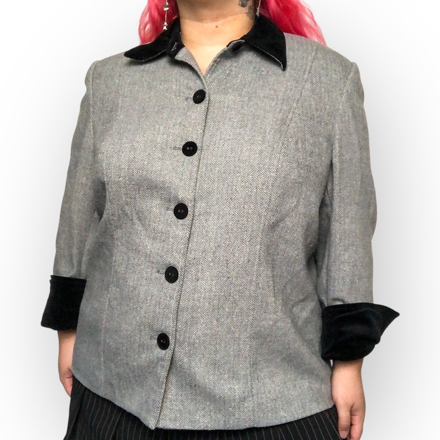 90’s/Y2K Koret Gray Patterned Blazer (3X)