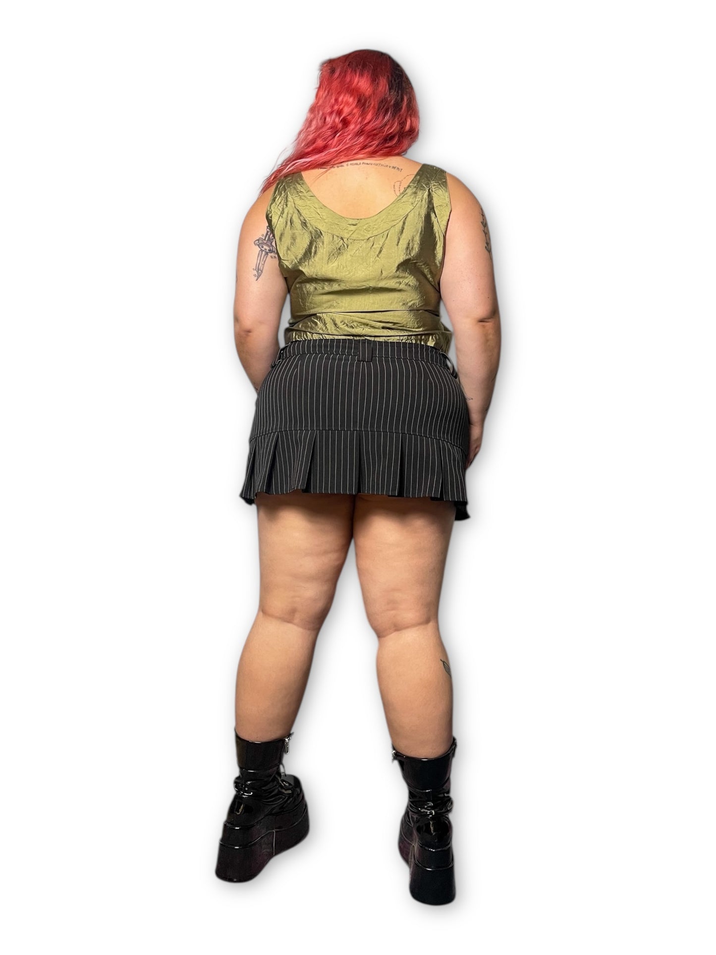 Vintage Shiny Olive Green Tank Top (1X/2X)