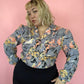 70's/80's Joanna Gray Floral Watercolor Print Blouse (L/XL)