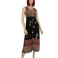 90's Positive Attitude Black and Brown Striped Patterned Maxi Dress (M/L)