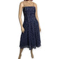 80’s Act I Navy Blue Polka Dot Chiffon Dress (XXS)