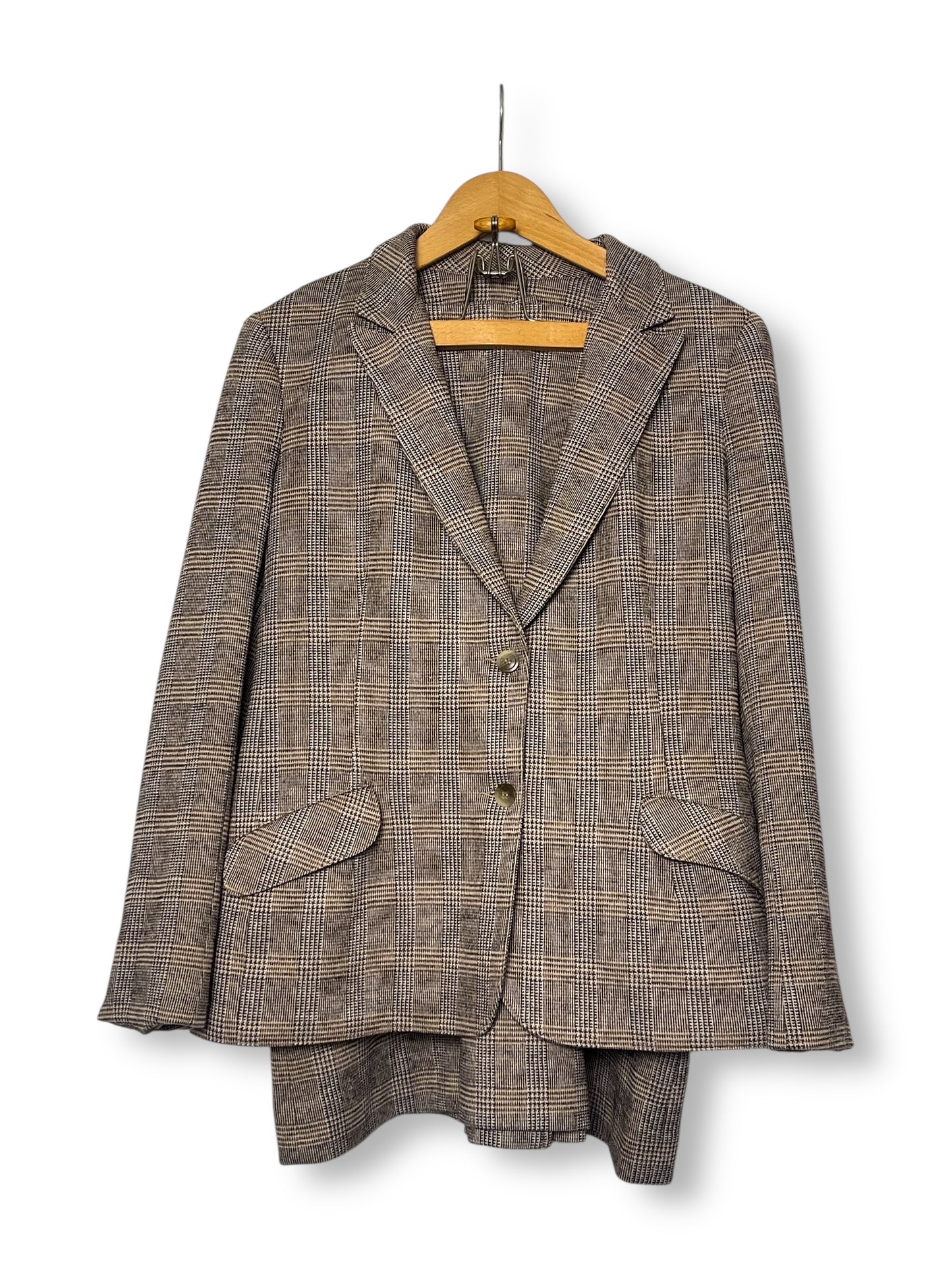 60’s/70’s Dana Point Brown Plaid Skirt Suit (L)