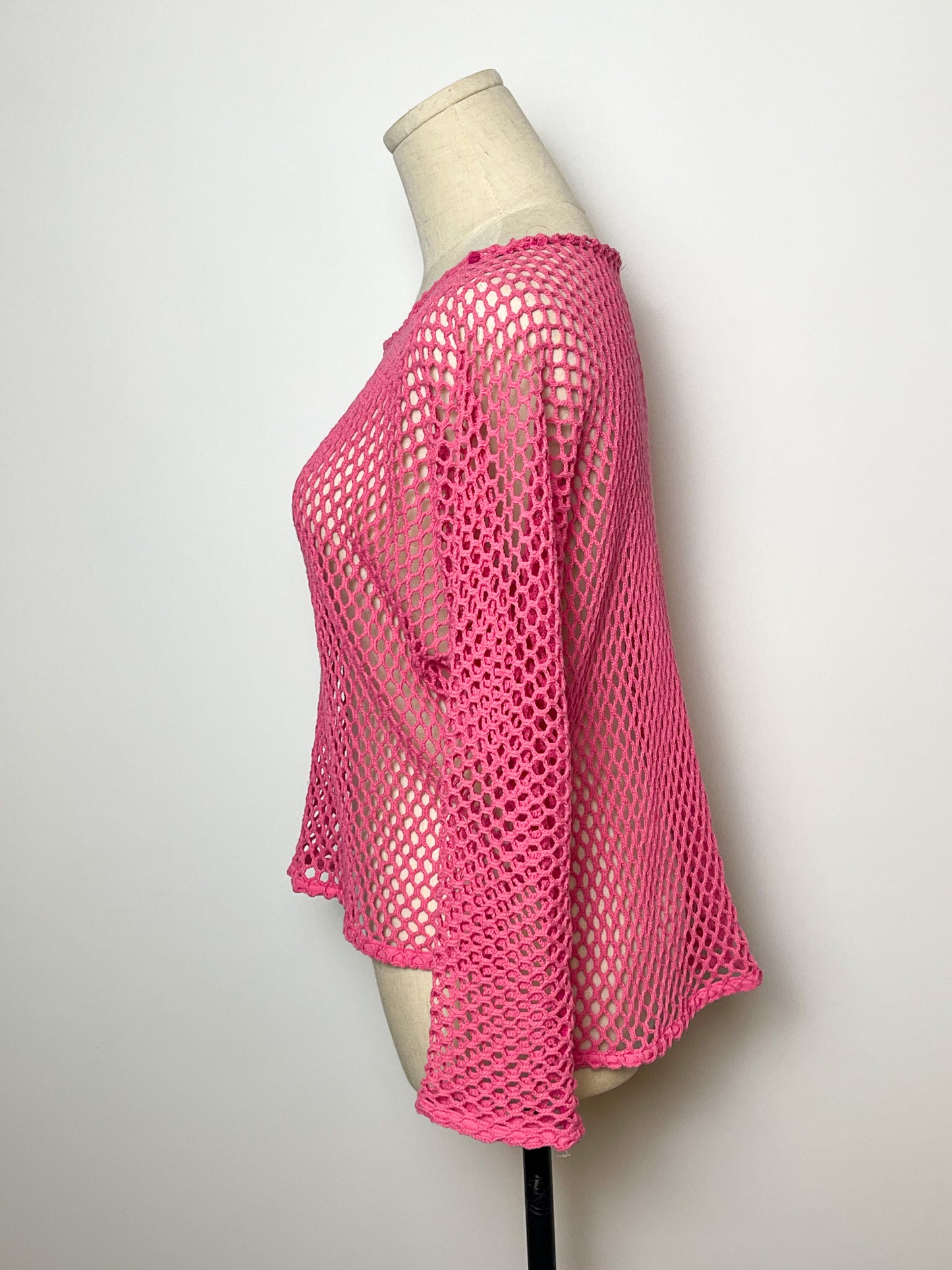 Vintage Pink Fishnet Long Sleeve Top (L/XL)