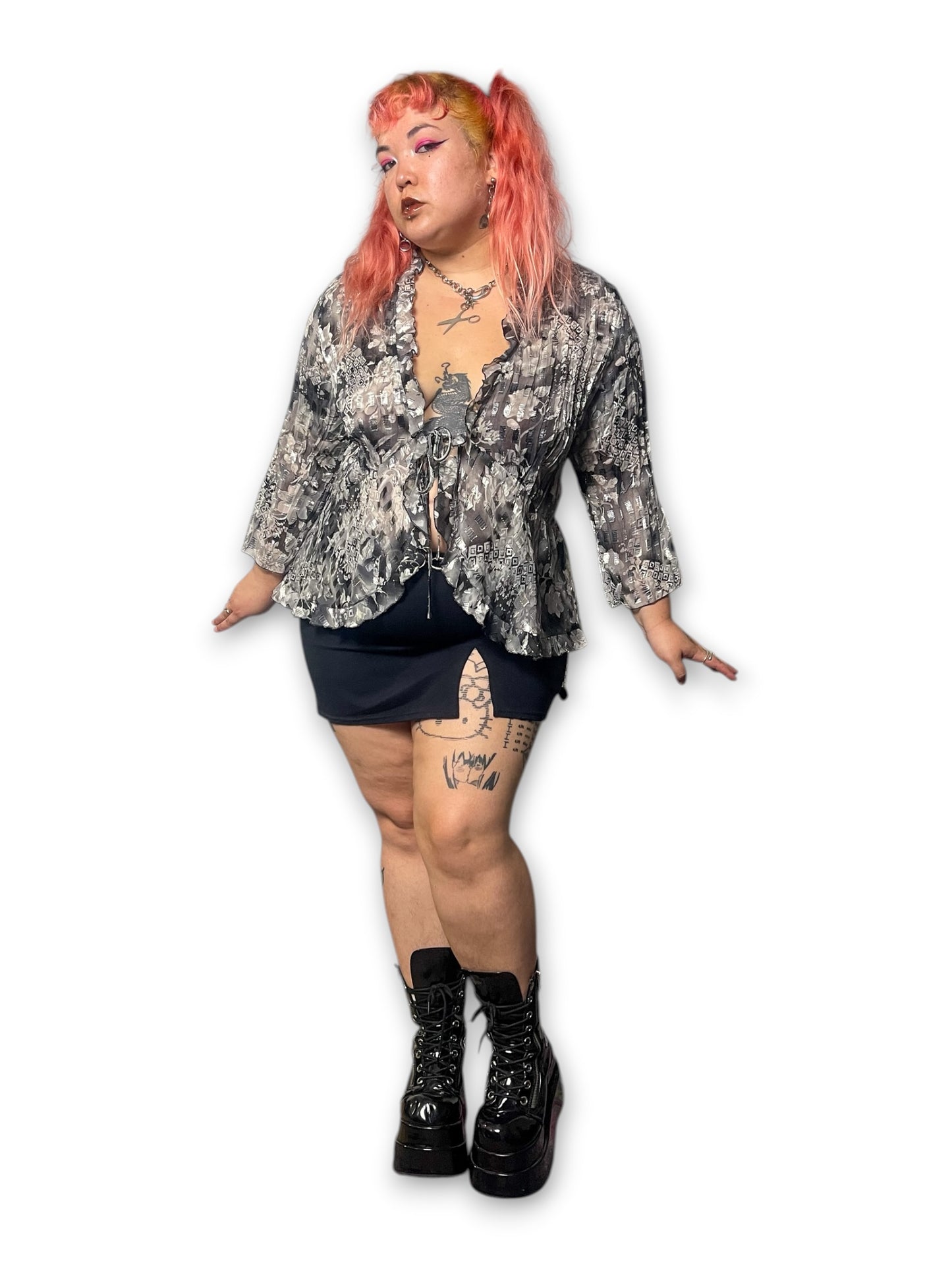 90’s/Y2K Pleated Sheer Blouse (2X)