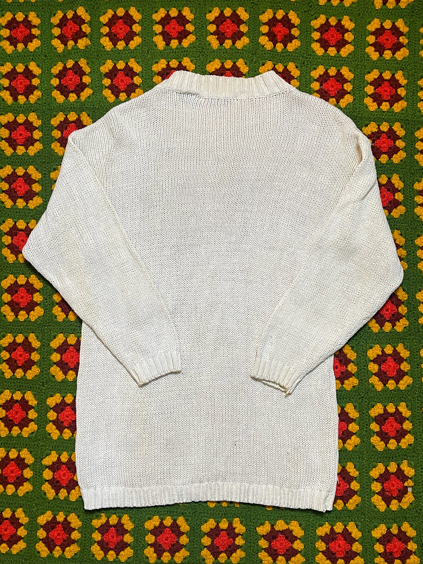 90’s Knit Knit White Floral Sweater (L)