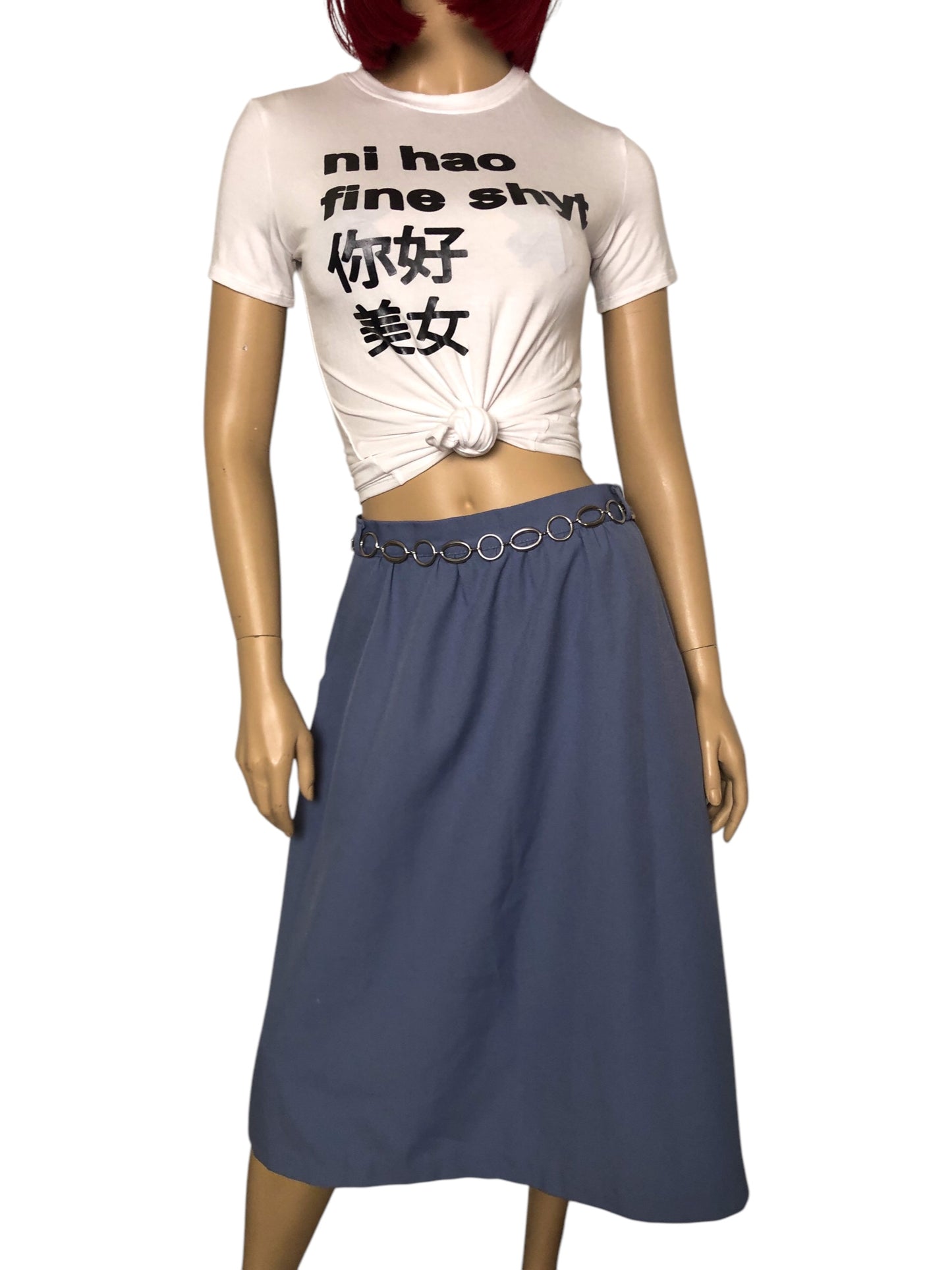 70’s Kaki Roberts Periwinkle Gray Pencil Skirt (L)