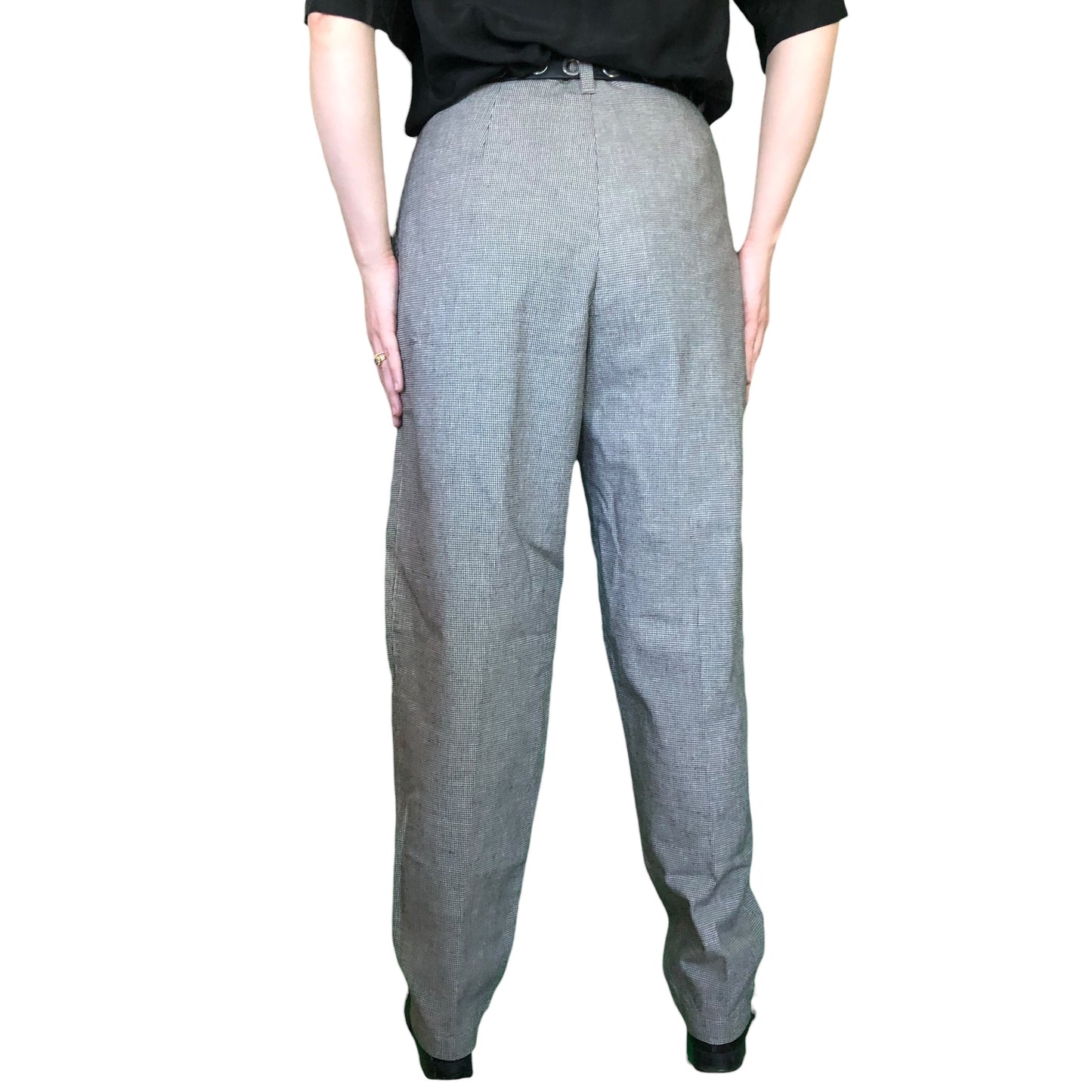 90’s Lee Black and White Micro Houndstooth Pleated Pants (L)