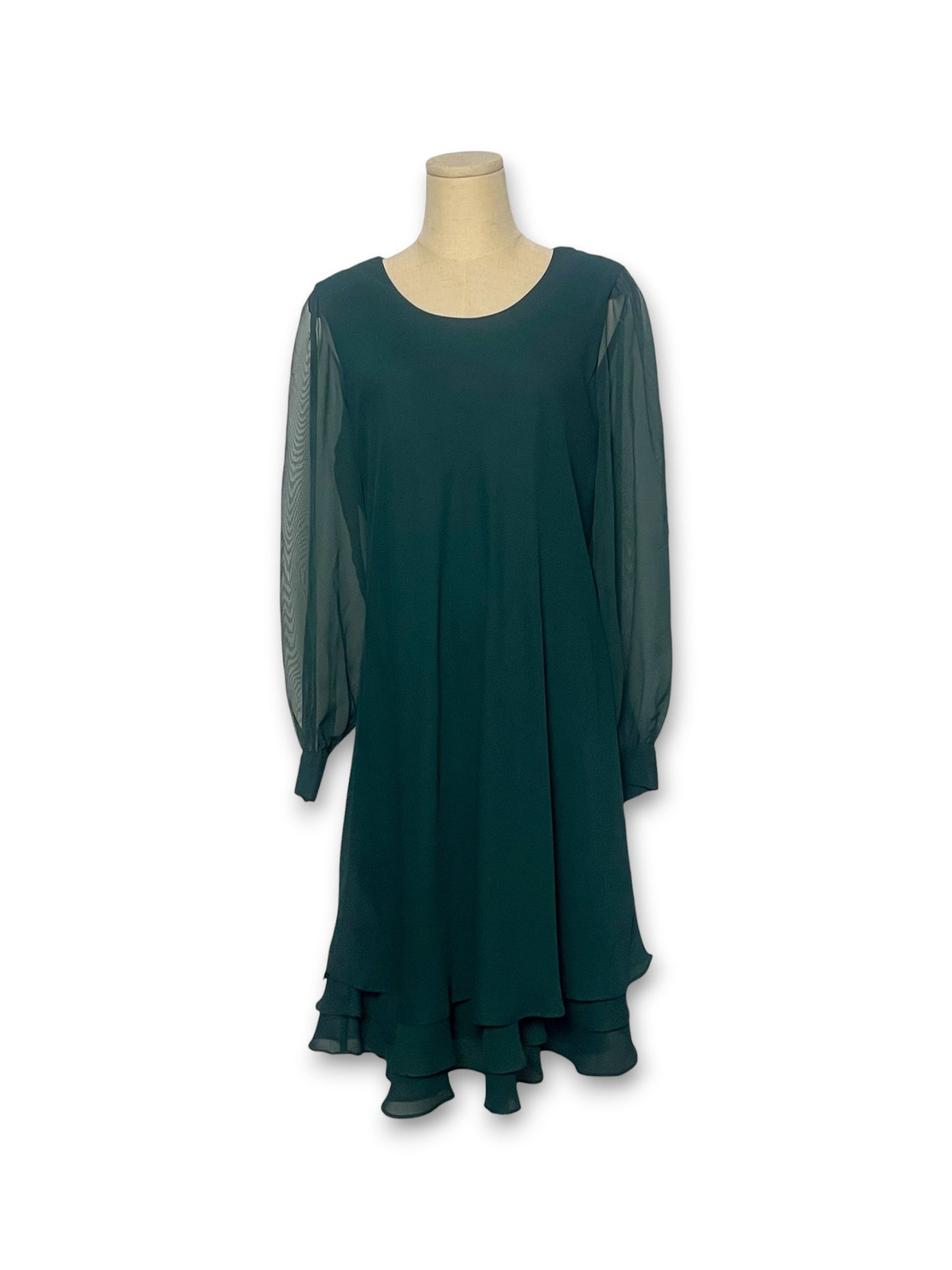 90’s Emerald Chiffon Dress (XL)