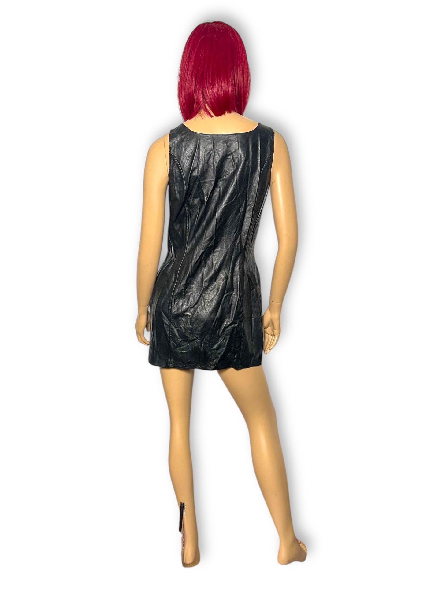 90’s/Y2K Allure Black Leather Mini Dress (M)