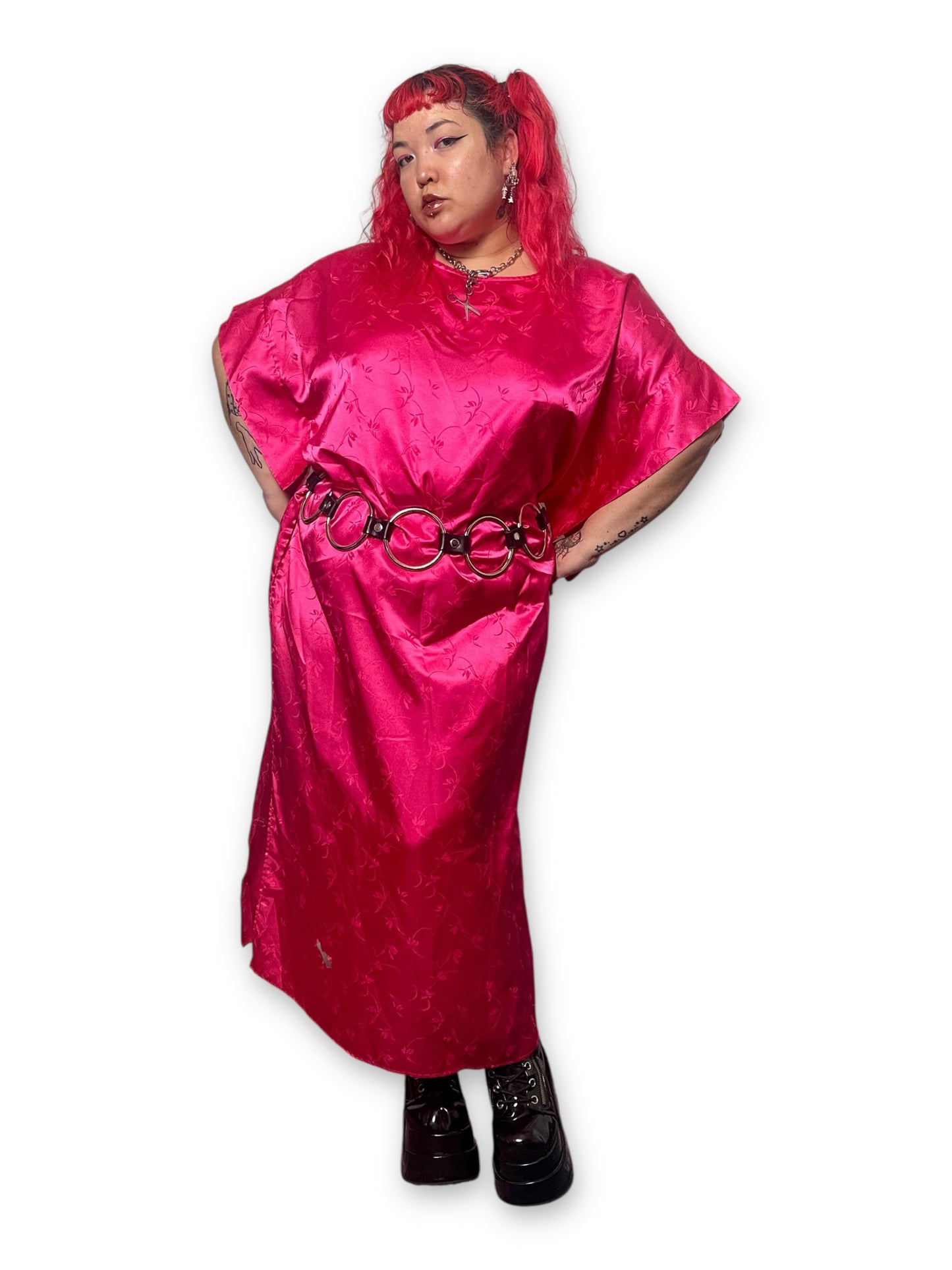 80’s Hot Pink Satin Nightgown (2X)