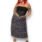 70’s/80’s Navy Blue Patterned Pleated Skirt (2X/3X)