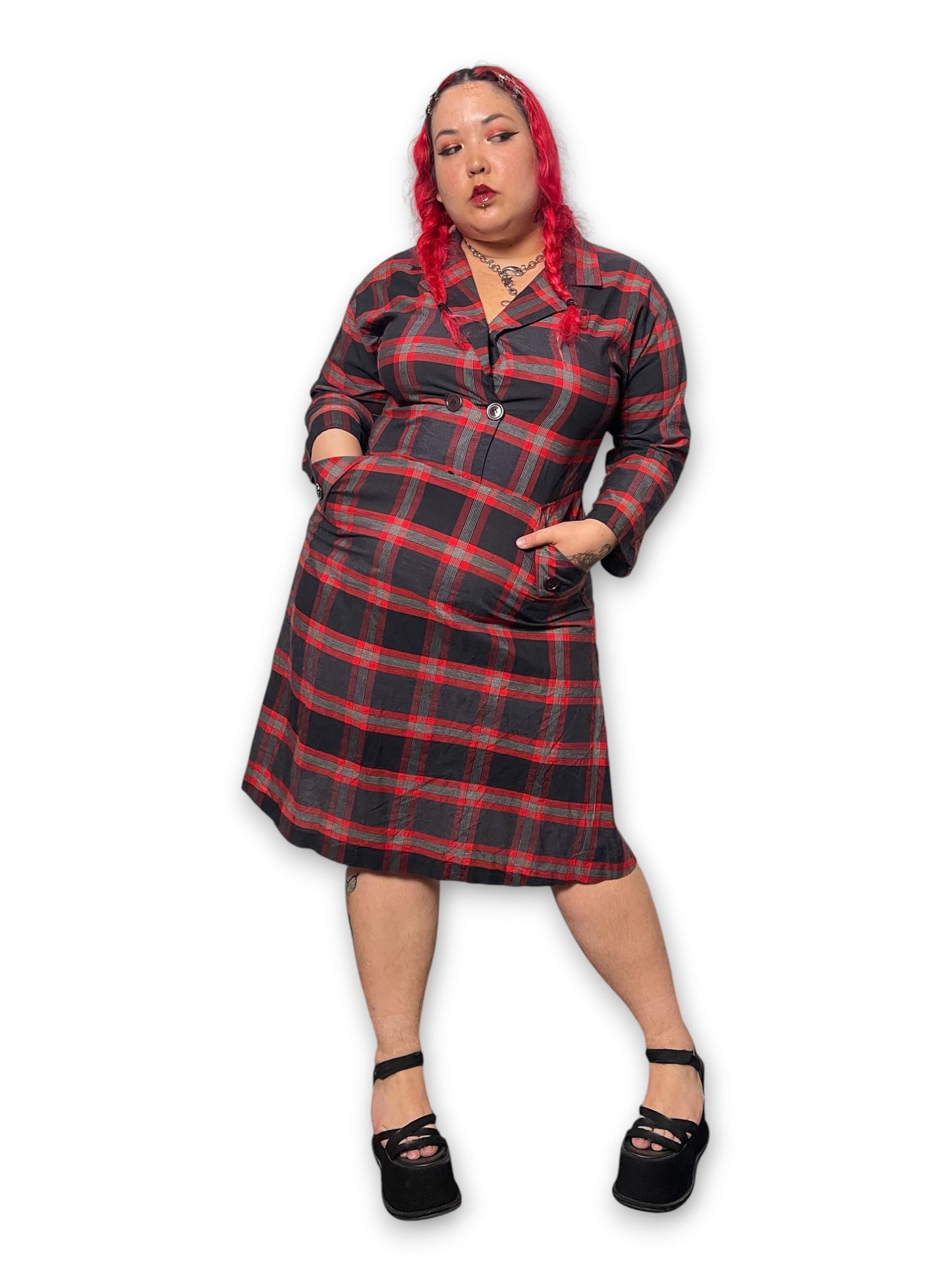 80’s Retro Grunge Shirt Dress (XL)