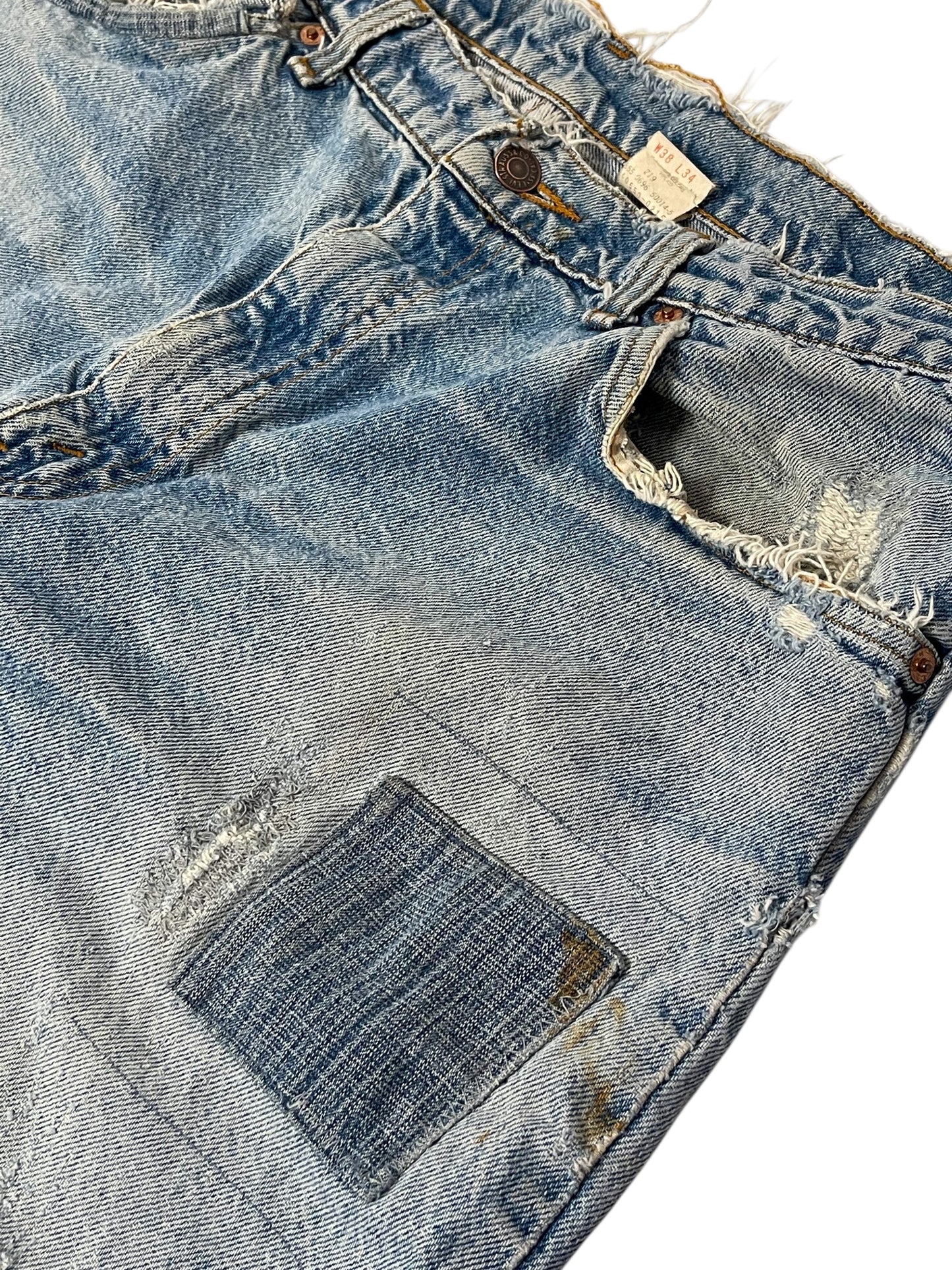 70’s/80’s Levi’s 505 Upcycled Denim Jeans (XL)